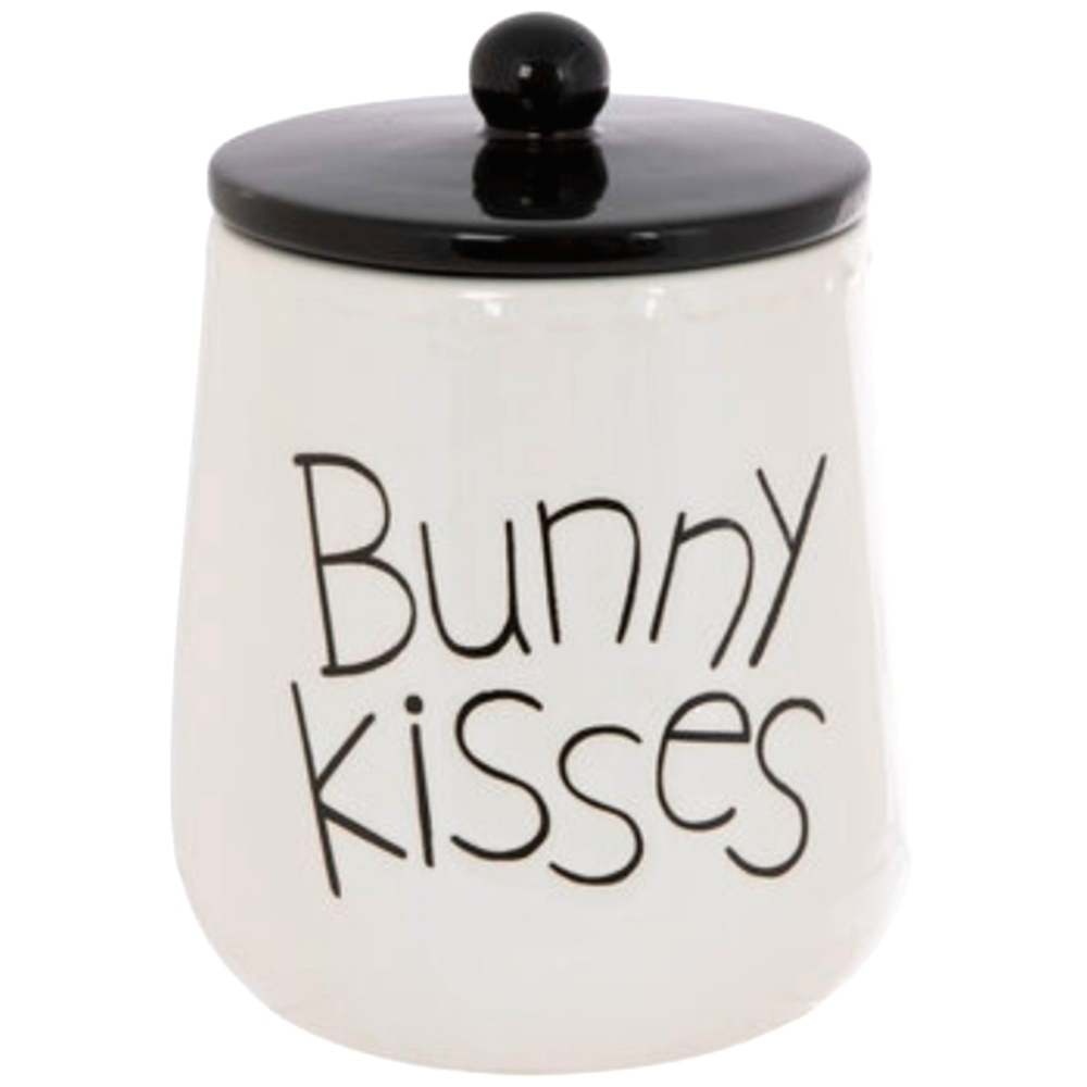 Bunny Kisses Easter Ceramic Black/White Canister